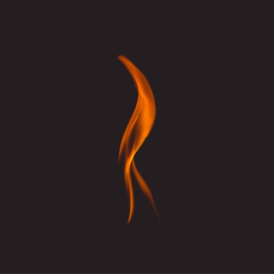 Slim flame on a black background