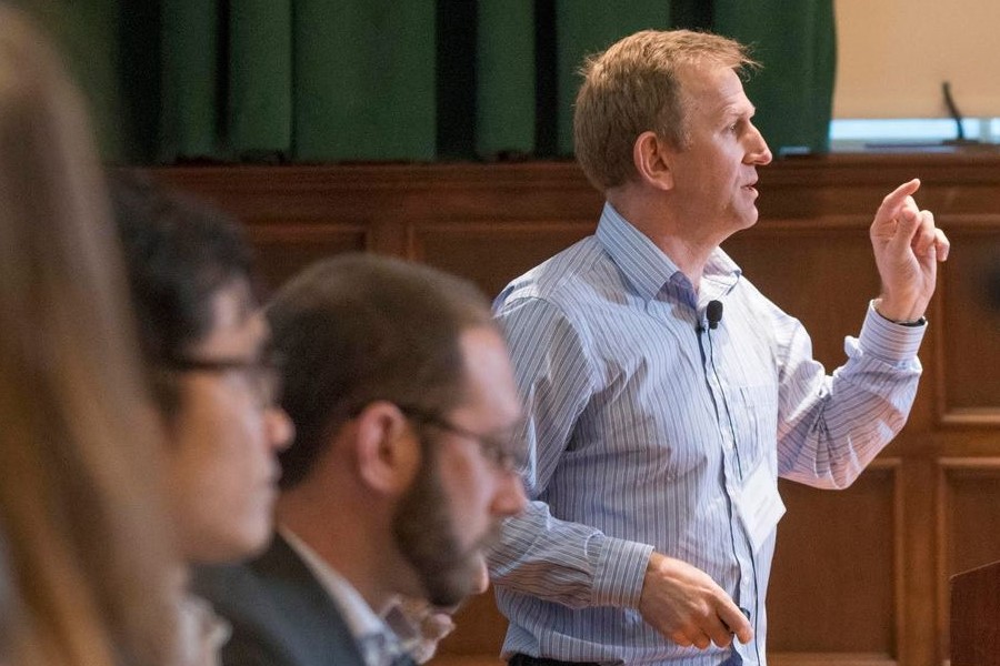 Person speaks at a meeting