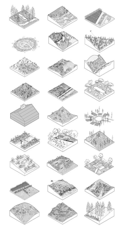 Illustrations of 27 design examples in the wildland-urban interface