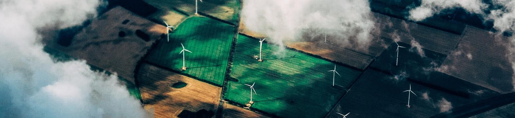 Wind turbines seen from the air